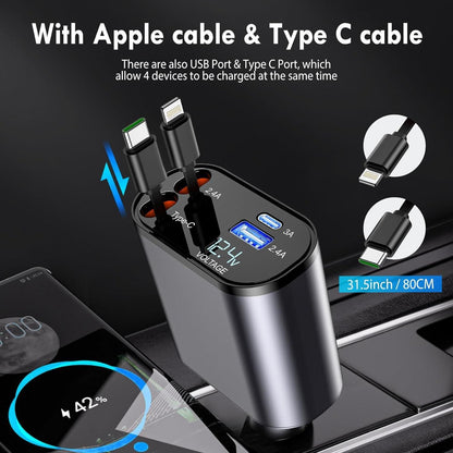 FlexiCart™️ 4 in 1 Retractable Car Charger